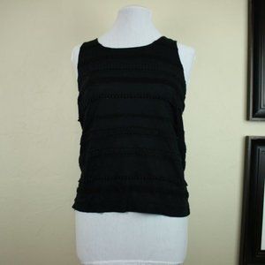 J. Crew Black Embellished Tank Top Pom Detail